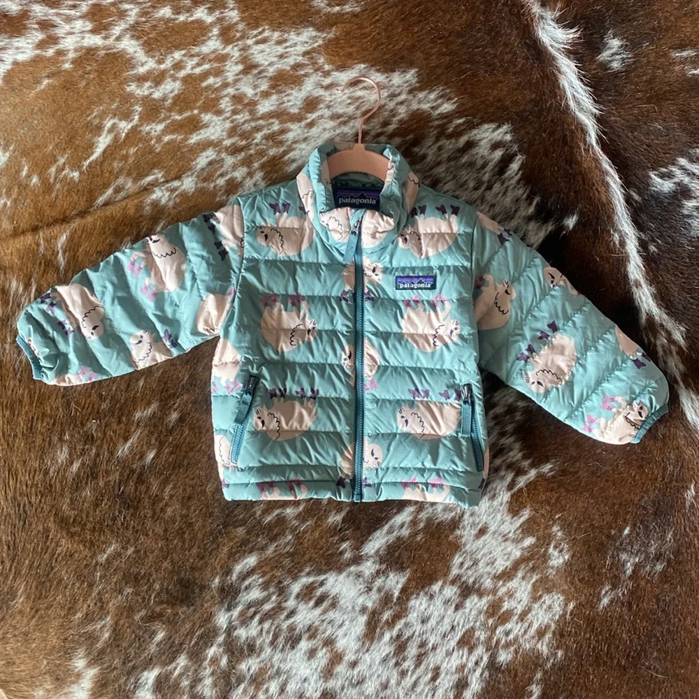 Patagonia baby Buffalo in Cowboy Boots Down Sweater Puffer Jacket - Picture 2 of 7